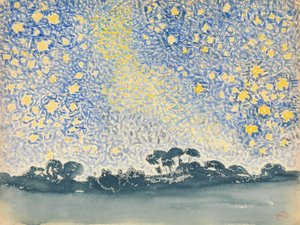 Yıldızlı Manzara, c.1905-08 (beyaz dokuma kağıt üzerine grafit üzerine wc) by Henri Edmond Cross