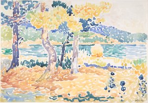 Sahil şeridindeki çamlar, n.d.. by Henri Edmond Cross