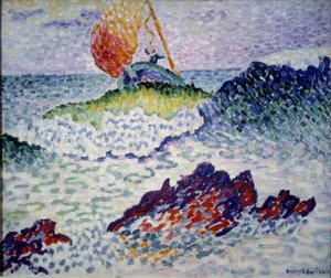 Gemi enkazı. Henri Delacroix Dit Cross (Henri Edmond Cross) (1856-1910) tarafından yapılan boyama by Henri Edmond Cross