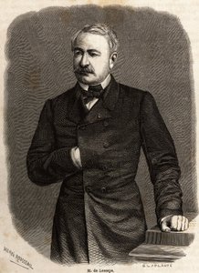 Ferdinand de Lesseps (1805-1894) diplomat ve girişimcinin portresi, iki iddialı projenin destekçisi: Süveyş Kanalları ve Panama, Henri Rousseau tarafından, Paul Merruau tarafından 1862