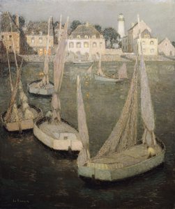 Moonlight tarafından Breton Limanı; Moonlight tarafından Port Breton by Henri Eugene Augustin Le Sidaner