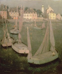 Moonlight tarafından Brittany Limanı by Henri Eugene Augustin Le Sidaner