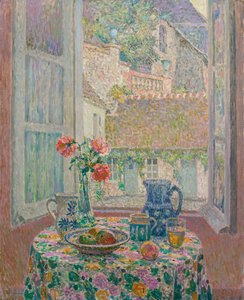 Avluya bakan masa - Henri Le Sidaner (1862-1939) tablosu by Henri Eugene Augustin Le Sidaner