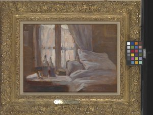 Yatak Odası (ahşap üzerine yağlıboya) by Henri Eugene Augustin Le Sidaner