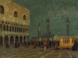 Venedik, San Marco Meydanı, c.1914 (tuval üzerine yağlı boya) by Henri Eugene Augustin Le Sidaner