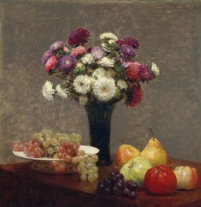 Masada Aster ve Meyve, 1868. by Ignace Henri Jean Fantin Latour