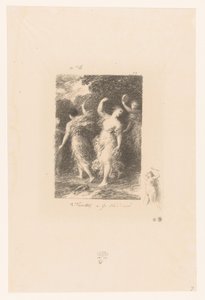 Bacchantes dans eder ve müzik yapar Bacchus Poems by André Chénier (dizi adı) İllüstrasyonlar pour les Poésies d'André Chénier (dizi adı) by Ignace Henri Jean Fantin Latour