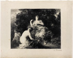 Yıkanan Kadınlar, orta boy tabak by Ignace Henri Jean Fantin Latour