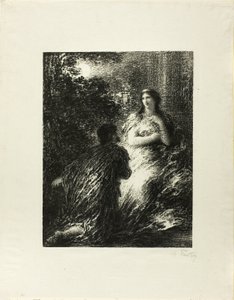 Truva atlarının düeti, beşinci plaka by Ignace Henri Jean Fantin Latour