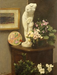 Çiçekler ve Çeşitli Eşyalar by Ignace Henri Jean Fantin-Latour