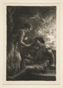La Valkyrie: I. perde, Sieglinde et Siegmund (Valkyries: I. Perde, Sieglinde ve Siegmund) by Ignace Henri Jean Fantin Latour