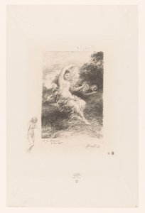 Lydé uyuyan sevgilisini izliyor André Chénier'den Lydé Poems (dizi adı) İllüstrasyonlar pour les Poésies d'André Chénier (dizi adı) by Ignace Henri Jean Fantin Latour