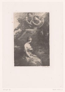 Marguerite, Faust ve Mephisto'ya cennet La Damnation de Faust'tan görünür. Apparition de Marguerite Hector Berlioz'un hayatı ve eserleri (dizi adı) by Ignace Henri Jean Fantin Latour