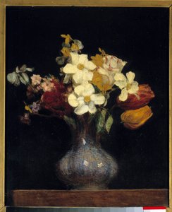 Nergis ve laleler Tablosu Henri Fantin Latour (Fantin-Latour) by Ignace Henri Jean Fantin Latour