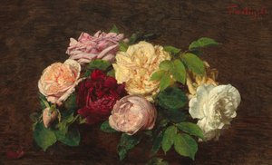 Bir Masada Güller de Nice, 1882. by Ignace Henri Jean Fantin Latour