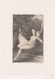 Sara, suyun üzerinde bir hamakta çıplak sallanıyor Sara la Baigneuse Hayatı ve Hector Berlioz'un eserleri (dizi adı) by Ignace Henri Jean Fantin Latour