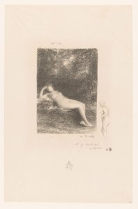 Slapende waternimf Biliyorum, öğlen onları gölgeyi arzuladığında XXVII Gedichten van André Chénier (dizi başlığı) André Chénier Şiirleri için İllüstrasyonlar (dizi başlığı) by Ignace Henri Jean Fantin Latour