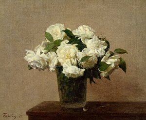 Beyaz Güllü Natürmort by Ignace Henri Jean Fantin Latour