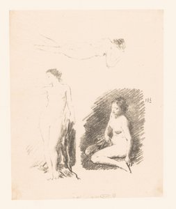 Üç çıplak kadınla çalışma sayfası by Ignace Henri Jean Fantin Latour