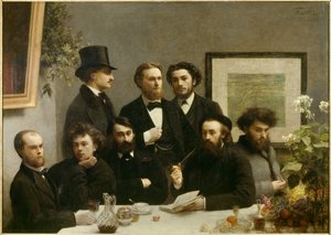 Masa köşesi Soldan sağa Paul Verlaine, Arthur Rimbaud, Elzear Bonnier, Leon Valade, Emile Blemont, Jean Aicart, Ernest d