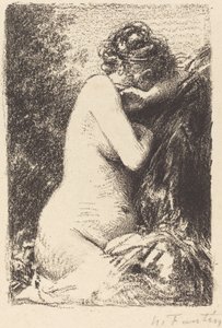 Weeper: Profili Sağa Oturan Çıplak Bir Kadının Çalışması by Ignace Henri Jean Fantin Latour