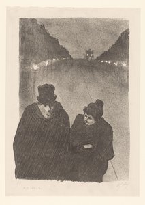 Erkek ve kadın geceleri sokakta by Henri Gabriel Ibels (attributed to)