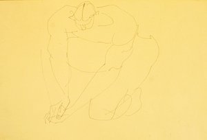 Çıplak Erkek Diz çökmüş II by Henri Gaudier-Brzeska