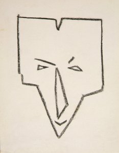 Etnik Maske Başlığı (kağıt üzerine siyah tebeşir) by Henri Gaudier-Brzeska