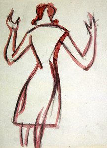 Kadın arka görünümü, kollarını kaldırdı by Henri Gaudier-Brzeska