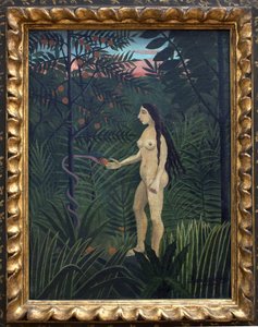 Havva dünyevi cennette. Henri Rousseau dit le Douanier Rousseau (1844-1910) tarafından yapılan tablo, tuval üzerine yağlıboya, yakl. 1906-1907. Fransız sanatı, 20. yüzyıl, naif sanat. Kunsthalle, Hamburg, Almanya.