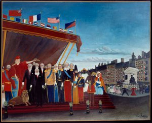 Bir barış işareti olarak cumhuriyeti selamlayan yabancı güçlerin temsilcisi Resim Henri Rousseau dit le Douanier Rousseau by Henri J.F. Rousseau