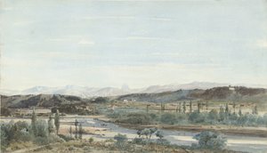Fransa'nın güneyinde bir nehir vadisi ile manzara by Henri Joseph Harpignies