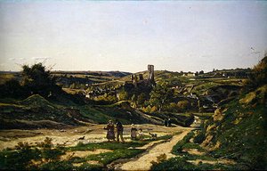 Herisson Kalesi ve Köyü by Henri Joseph Harpignies