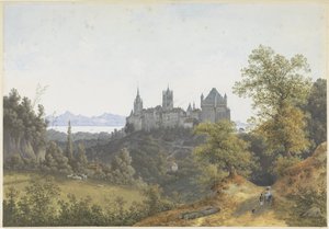Kale ve katedral manzaralı Lozan manzarası by Henri Knip