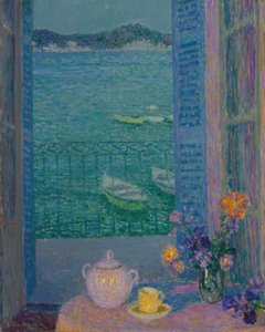 Pencerede bir demet çiçek, Villefranche-sur-Mer, 1928