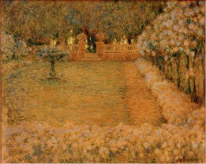 Gerberoy alacakaranlıkta beyaz bahçe by Henri Le Sidaner