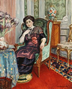Sandalyede Oturan Kadın; Koltukta Oturan Kadın, 1911 by Henri Lebasque