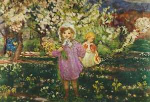 Çiçek Bahçesindeki Çocuklar; Çiçek Açan Bir Bahçedeki Çocuklar, 1914 by Henri Lebasque
