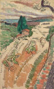 Manzara, St Tropez, 1904 civarı (panel üzerine kurşun kalem üzerine yağlıboya) by Henri Matisse