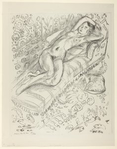 Mashrabiya Arka Planlı Şezlongda Dinlenen Çıplak by Henri Matisse