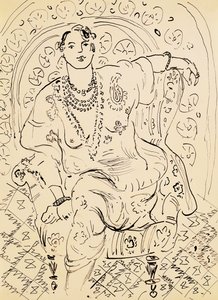 Çiçekli Arka Planlı Odalisque by Henri Matisse