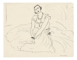Tam Etekli Elbisesi ile Oturan Kadın by Henri Matisse