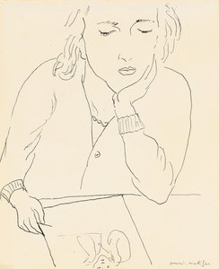 Okuyan Kadın (kağıt üzerine kalem ve mürekkep) by Henri Matisse