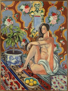 süslü bir arka plan içinde dekoratif figür 1925 (tuval üzerine yağlıboya) by Henri Matisse