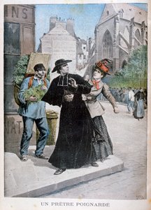 Bir Katolik rahibi sokakta bir kadın tarafından bıçaklandı, Fransa, 1897 by Henri Meyer