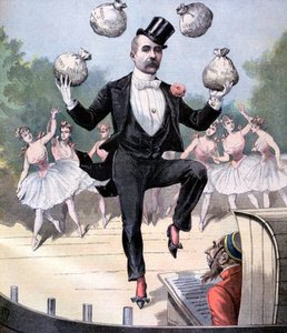 Georges Clemenceau, İngiliz parası çantalarıyla hokkabazlık yapıyor, 1893 by Henri Meyer