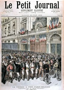 PetitJournal tarafından düzenlenen Paris - Belfort koşusuna katılan kalabalığın başlangıcı - 18/06/1892 tarihli “Le petit Journal””da. by Henri Meyer
