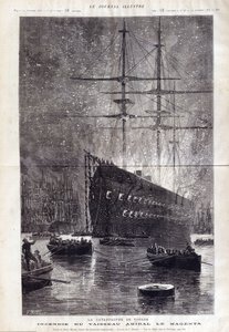 Toulon felaketi: “” Le Magenta” amiral gemisinin ateşi - “” Le Journal Illustrousse” 1875