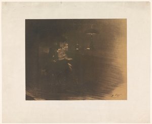 Bir okuma kadın ile karanlık oda by Henri Patrice Dillon (signed by artist)