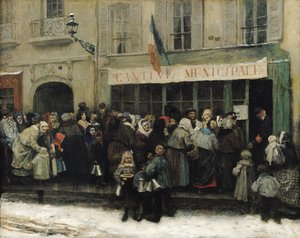 1870 sonrası Paris Kuşatması sırasında bir aşevi (tuval üzerine yağlı boya)